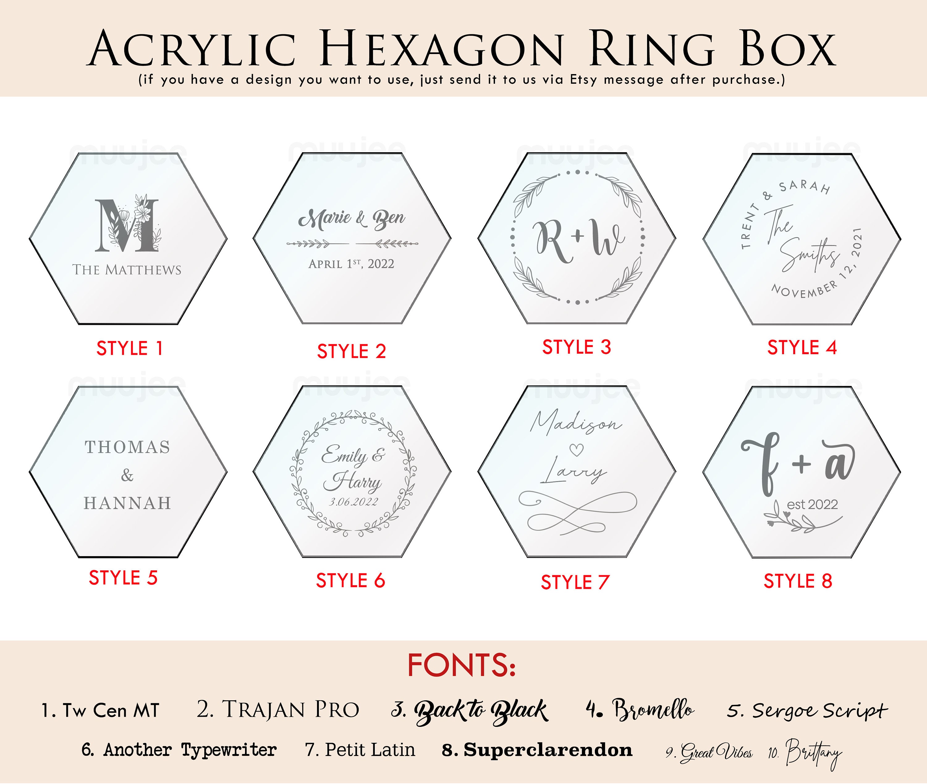 Clear Hexagon Ring Box Engraved ORIGINAL Acrylic Wedding Etsy Canada