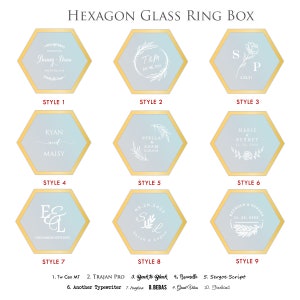 Hexagon Glass Ring Box with Moss Gold or Rose Gold Personalized Ring Box for Wedding Ceremony, Modern Ring Holder for Engagements image 9