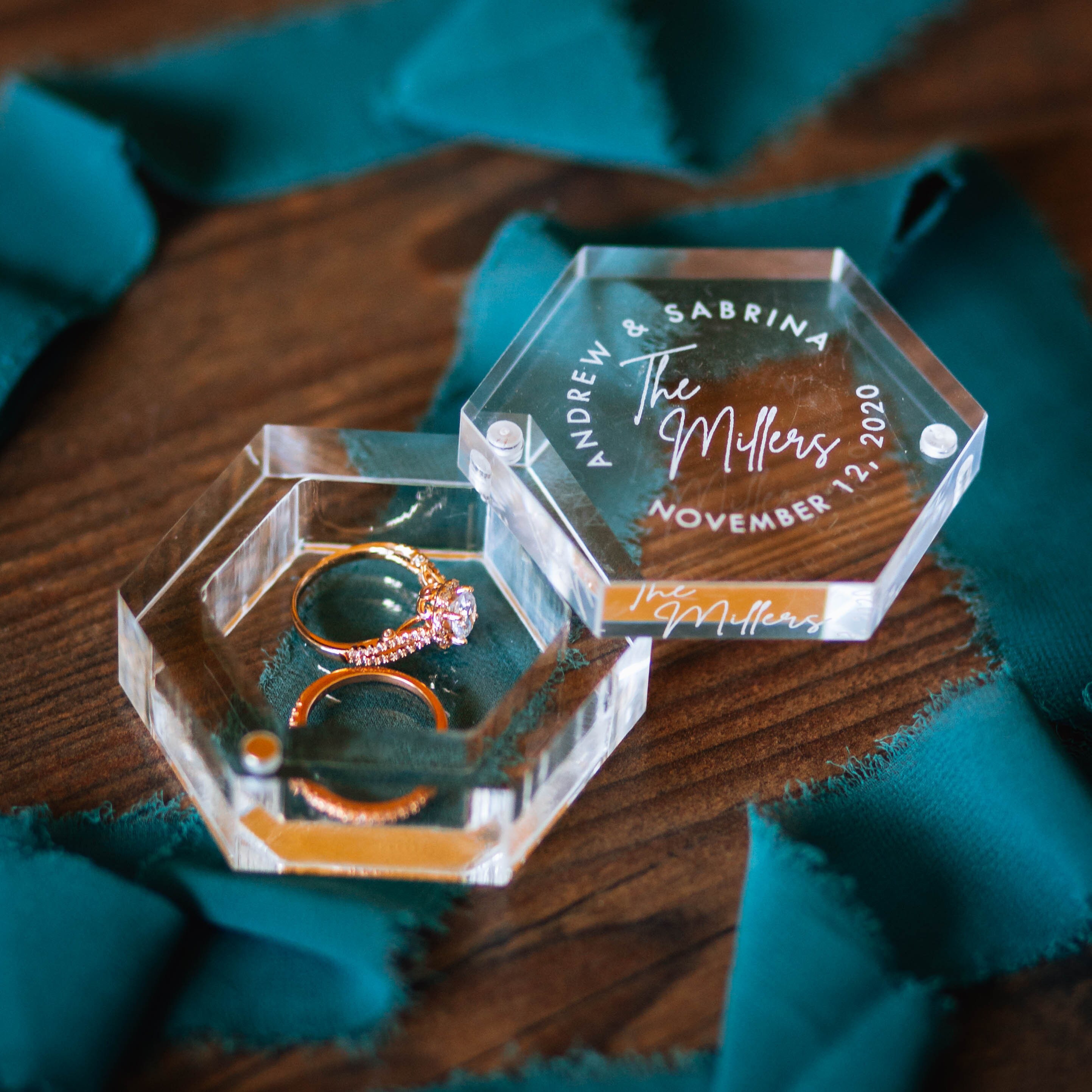 Clear Hexagon Ring Box Engraved ORIGINAL Acrylic Wedding Etsy