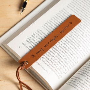 Engraved Leather Bookmark, Handwritten Note Bookmark Custom 3rd Anniversary Gift for Him Unique Mother's Day Gift Idea for Her image 2