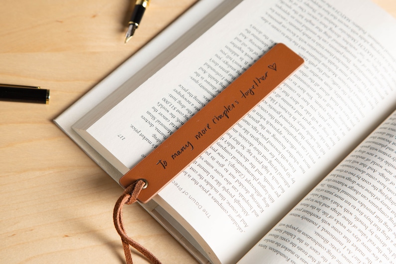 Engraved Leather Bookmark, Handwritten Note Bookmark Custom 3rd Anniversary Gift for Him Unique Mother's Day Gift Idea for Her image 2