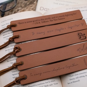 Engraved Leather Bookmark, Custom Favorite Quote Bookmark, Leather Anniversary Gift, Book Lover Gift, Thoughtful Mother's Day Gift image 6