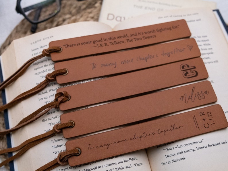 Engraved Leather Bookmark, Leather Anniversary Gift, Book Lover Gift for Him Her, Unique & Thoughtful Mother's Day Gift with Custom Words image 6