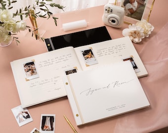 Luxe Photo Guest Book (G1) - Diy Custom Wedding Instax Polaroid Instant Pictures Signing Book Reception Party Scrapbook 11.5 x 8.5