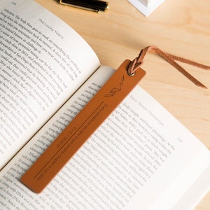 Engraved Leather Bookmark, 3rd Anniversary Bookmark Custom Handwritten Note Bookmark, Cute Mother's Day Gift Idea from Daughter Son To Mom image 5