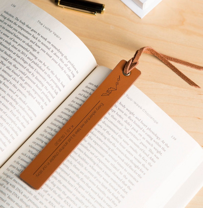 Engraved Leather Bookmark, 3rd Anniversary Bookmark Custom Handwritten Note Bookmark, Cute Mother's Day Gift Idea from Daughter Son To Mom image 5