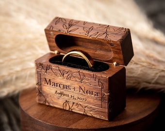 Engraved Premium Flip Ring Box XL - Single Ring Proposal Engagement Wedding Ring Bearer Pocket Sized Secret Ring Holder Box
