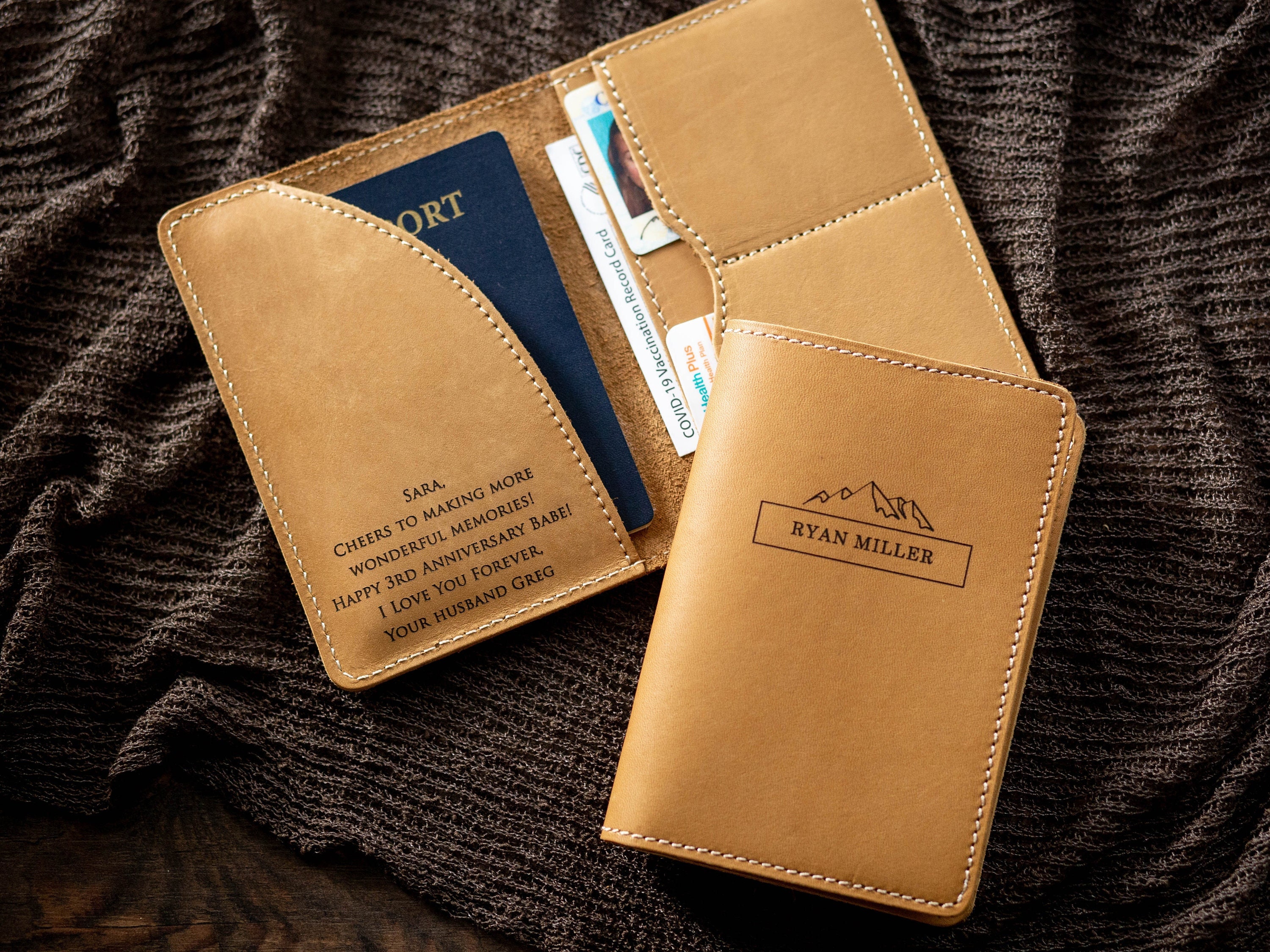 brown passport cover