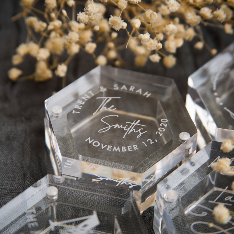 Clear Hexagon Ring Box Engraved ORIGINAL Acrylic Wedding Etsy