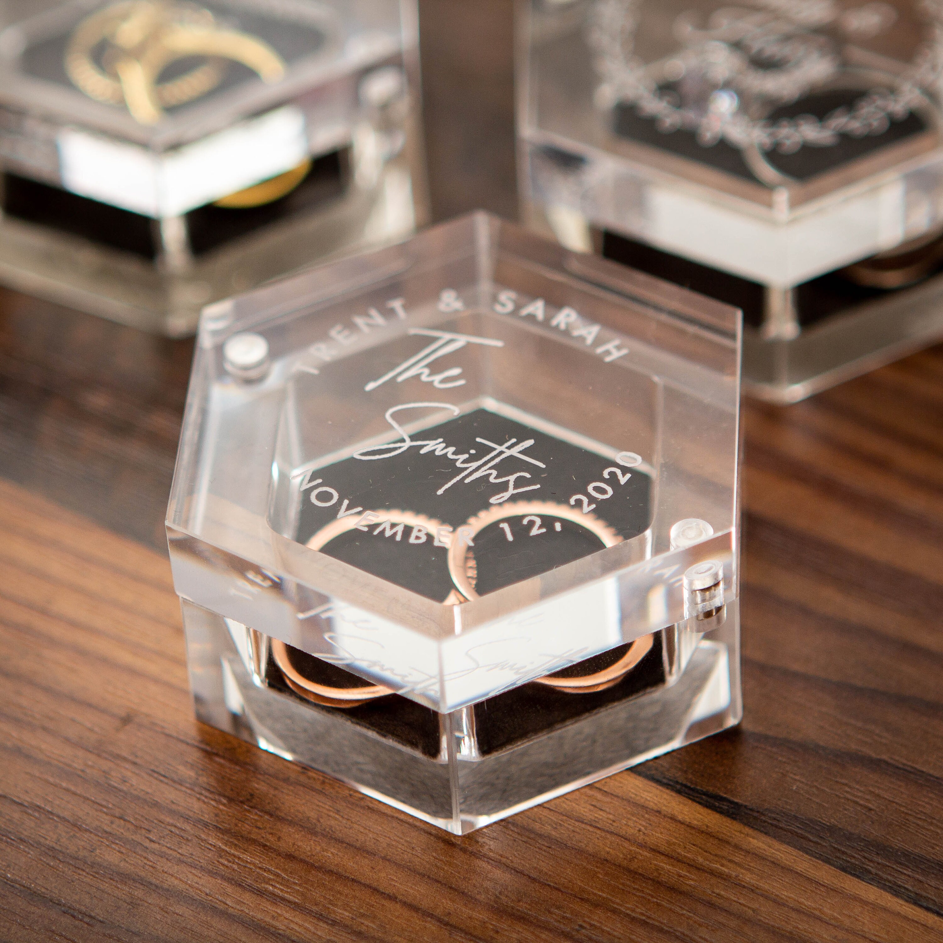 Clear Hexagon Ring Box Engraved ORIGINAL Acrylic Wedding Etsy Canada