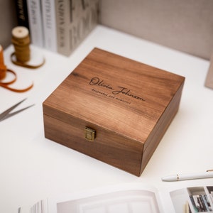 Wood Storage Box W/ Hinge Lid (D6) - Engraved Keepsake Memory Box for ...