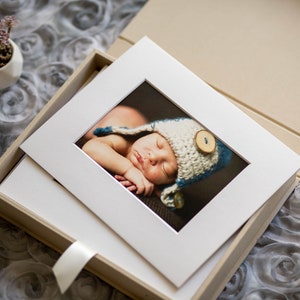 8x10 Embossed Linen Photo Box Optional Photo Mats For 5x7 Prints, Wedding or Family Photography Gift, Boudoir Session, Coffee Table Box image 5