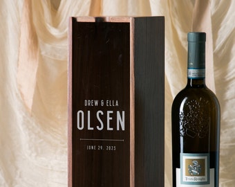 Acrylic Lid Wine Box (Design 3) - Personalized Walnut Wood Champagne Bottle Box Engagement Wedding 5th Anniversary Gift, Teacher Gift