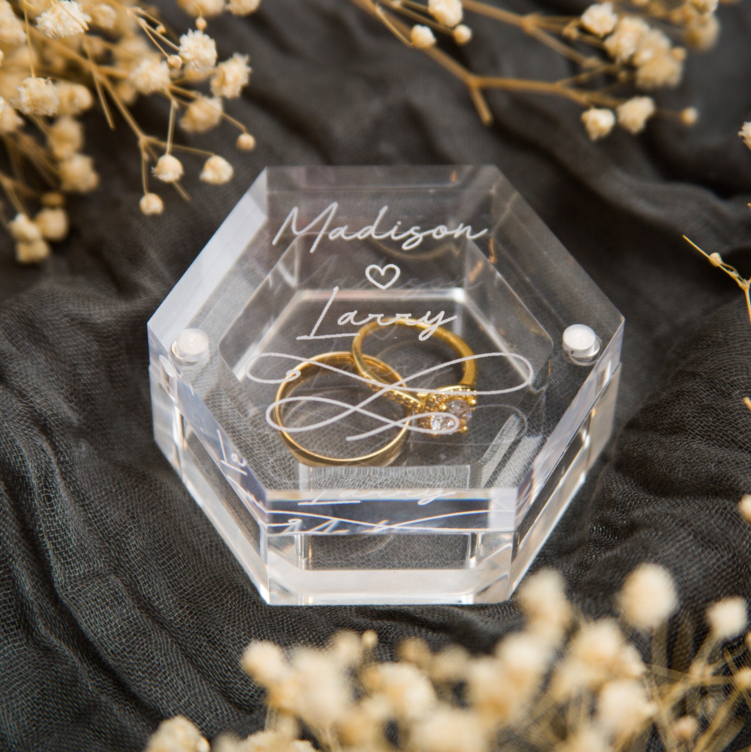 Clear Hexagon Ring Box Engraved ORIGINAL Acrylic Wedding Etsy UK