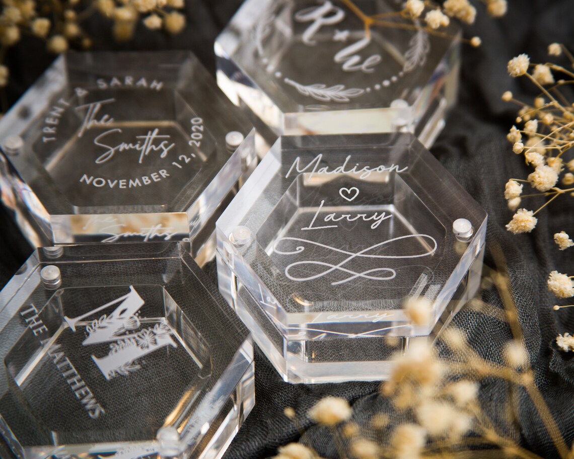 Clear Hexagon Ring Box Engraved ORIGINAL Acrylic Wedding Etsy Canada