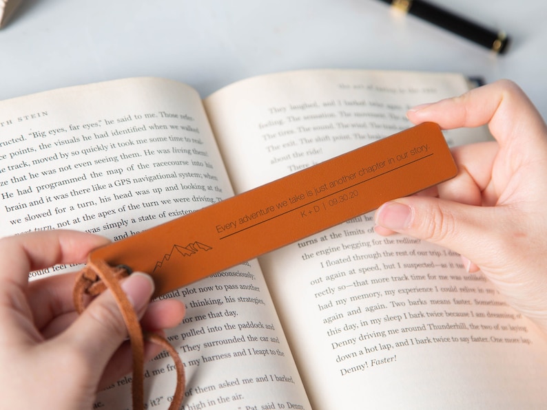 Engraved Leather Bookmark, 3rd Anniversary Bookmark Custom Handwritten Note Bookmark, Cute Mother's Day Gift Idea from Daughter Son To Mom image 4