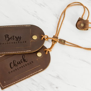 Engraved Luggage Tag with Contact Card Leather Travel Bag Name Tag, Wedding Party Favor, Work Coworker Gifts, Travel Gift for Mom Mothers image 4