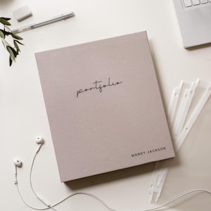 Personalized Linen Portfolio Binder (D2) - Professional Presentation Folder with Name, Interview Resume Binder Custom Work Portfolio