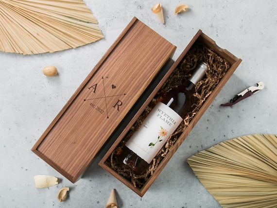 Wood Wine Box (design 2) - Walnut Wood Port Wine Champagne Box