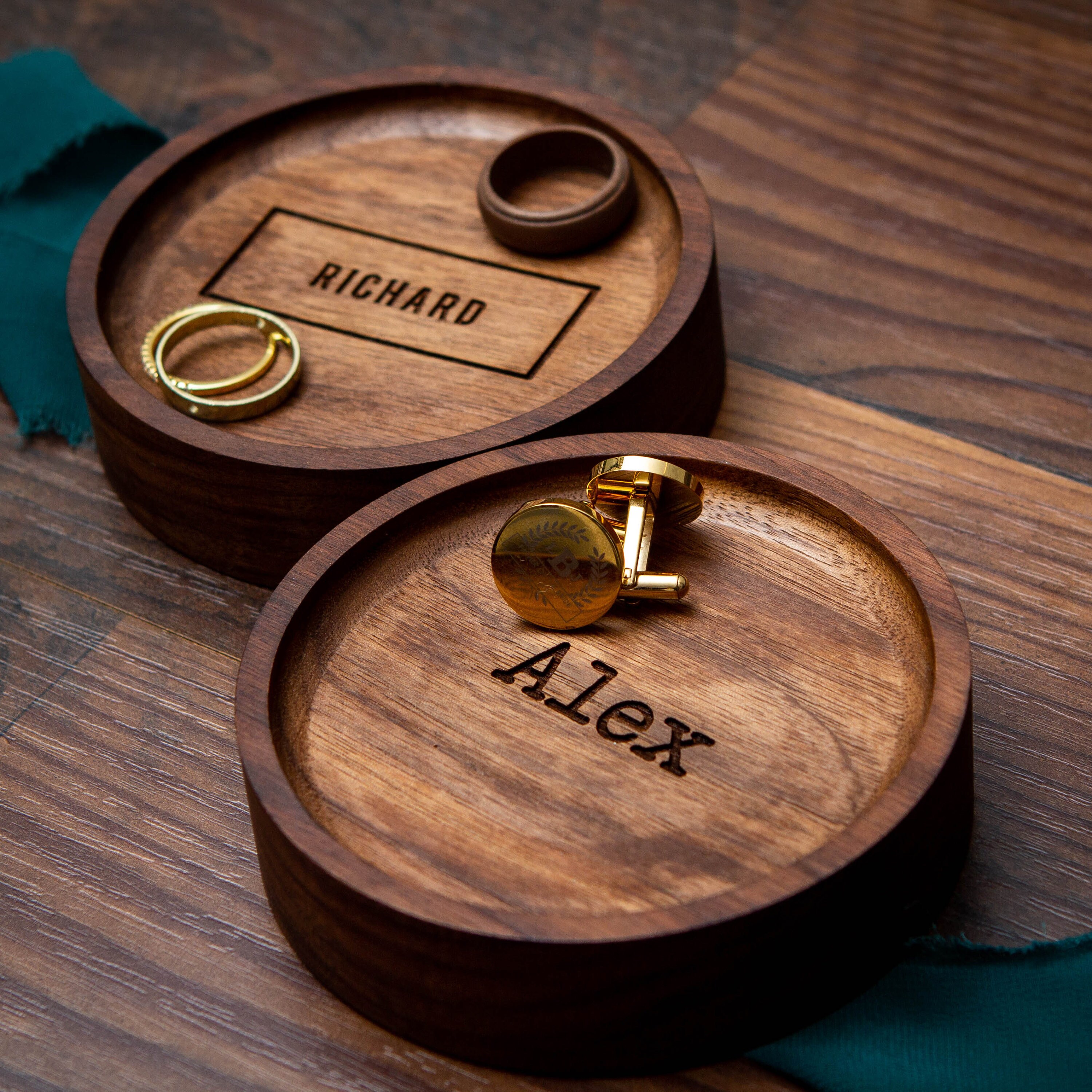 Round Wood Ring Dish Mens Jewelry Tray 5th Wedding Etsy