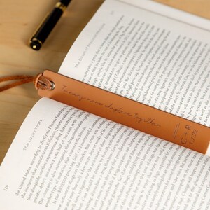 Engraved Leather Bookmark, Leather Anniversary Gift, Book Lover Gift for Him Her, Unique & Thoughtful Mother's Day Gift with Custom Words image 2