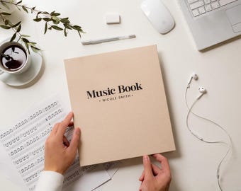 Personalized Music Book Linen Binder (D2) - Professional Choir & Piano Music Sheet Organizer w/ Optional Protectors for Rehearsal Concerts