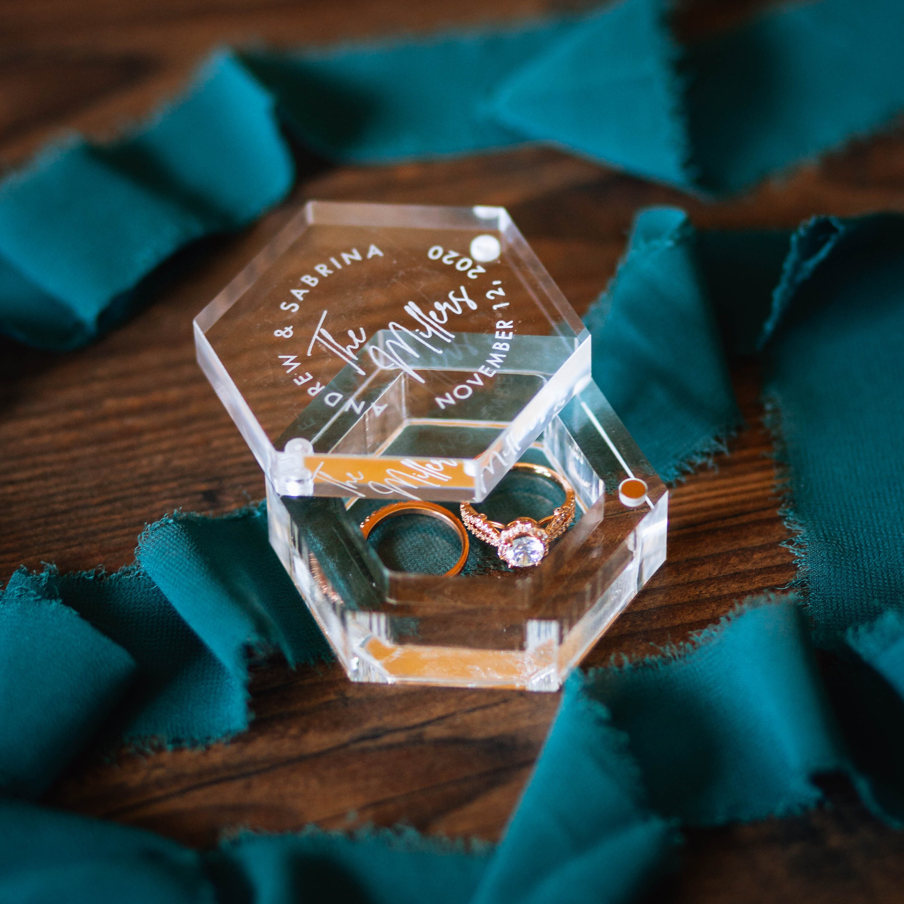 Clear Hexagon Ring Box Engraved ORIGINAL Acrylic Wedding Etsy