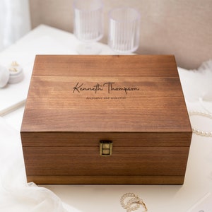 Wood Storage Box W/ Hinge Lid (D6) - Engraved Keepsake Memory Box for ...
