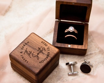 Wedding Ring Box Wood Ring Bearer Box Ring Holder Proposal Double Ring Box Gift 
