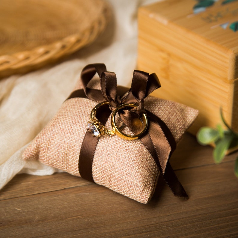 Ring Bearer Pillow Box Floral Design Pillow & Ribbon Included Wedding Ceremony Ring Pillow, Ring Display Decor, Ring Box Photography image 6