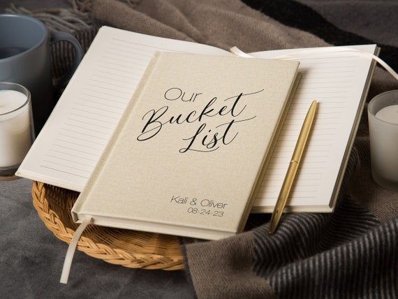 Bucket List 2 Lined Notebook - Personalized Travel Gift Hardcover Wanderlust Journal New Years Resolution Couples Relationship Goals Planner