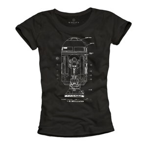 Cool Womens Shirt - R2 Star Print - Android Gamer Nerd T-Shirt Funny Geek Gifts for her S/M/L