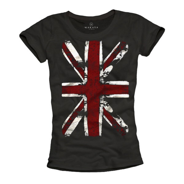 Union Jack TShirt Damen England Flagge UK Flag Band Tee Shirt United Kingdom Queen schwarz S/M/L