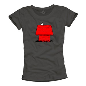 T-shirt da donna belle e divertenti con stampa Dogg top con F* dito grigio S/M/L