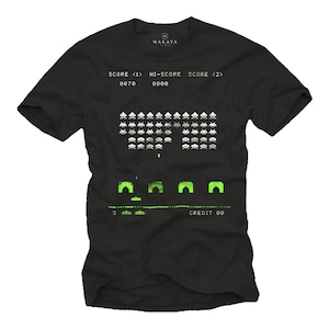Men&#39;s Gaming T-Shirt Space Invaders Gifts for Nerds and Geeks black S-XXXXXL