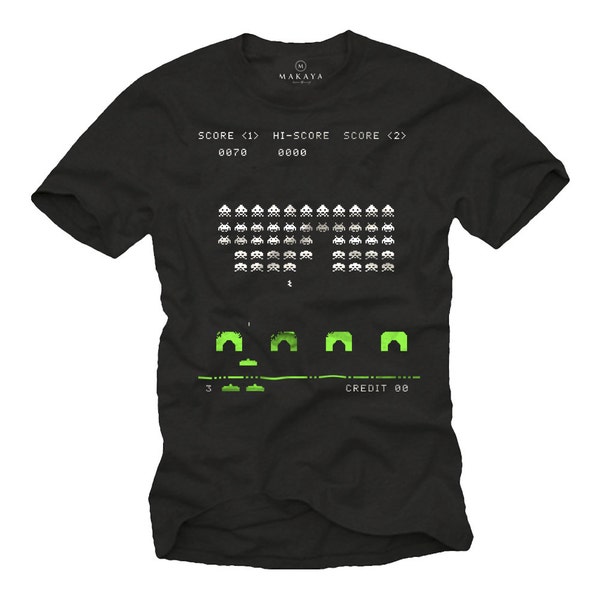 Men's Gaming T-Shirt Space Invaders Gifts for Nerds and Geeks black S-XXXXXL