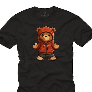 T-shirt da uomo con stampa di orsacchiotti, regali divertenti e temerario per ragazzi giovani adolescenti hip hop con stampa di teddy