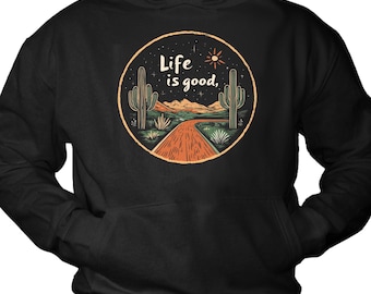 Vintage cactus hoodie for men – boho desert sweatshirt with nature graphic, trendy outdoor pullover for hikers and adventure lovers, S - 4XL