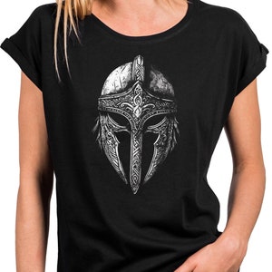 Viking Shirt Women with Viking Helmet - Short Sleeve Top with Print Round Neck Large Sizes Oversize Tops with Print XS-5XL