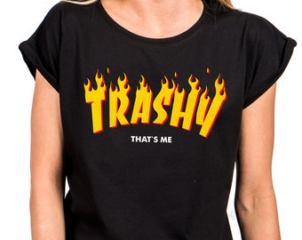 Funny Womens Tshirts Quote Slogad Saying - Trashy Thats Me - Cool Gifts for Her Sister/Girls/Friends Skater Top XS to 5XL