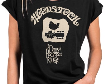 Women's shirt Woodstock summer top with print music motif women's T-shirt oversize tunic print women's large sizes S-XXXXXL