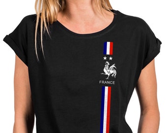 Women's shirt with France flag summer top with French flag jersey France