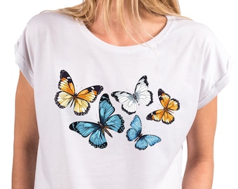 Women's T-Shirt Butterfly Motif Butterfly Print Summer Top Women Oversized Women's Shirt Loose Casual Large Sizes S-XXXXXL