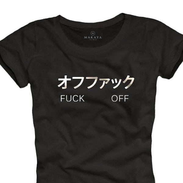 Womens Top Manga Shirt FUCK-OFF Anime T-Shirt black Comic Gifts S/M/L