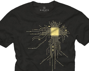 Cool Computer Geek T-Shirt for Men with &quot;CPU&quot; Print Gamer Gift Size S-XXXXXL