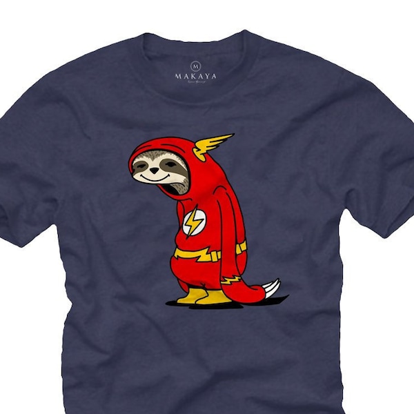 Funny Nerd Gifts For Men - T-Shirt Homme Sloth Sloth Flash - Geek Tshirt Bleu Marine S - 5XL