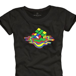 Cool Nerd Shirt Womens Top Melting Cube Sheldon Copper Tee Shirt black S/M/L