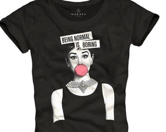 Womens Fashion Top Audrey Slogan Tee Shirt Quotes black Funny Shirt S/M/L/XL