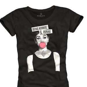 Womens Fashion Top Audrey Slogen Tee Shirt Quotes black Funny Shirt S/M/L image 1