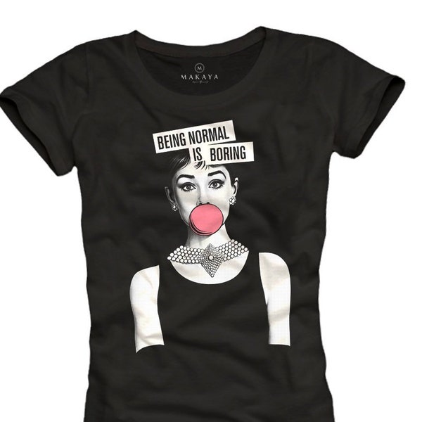 Womens Fashion Top Audrey Slogen Tee Shirt Quotes black Funny Shirt S/M/L